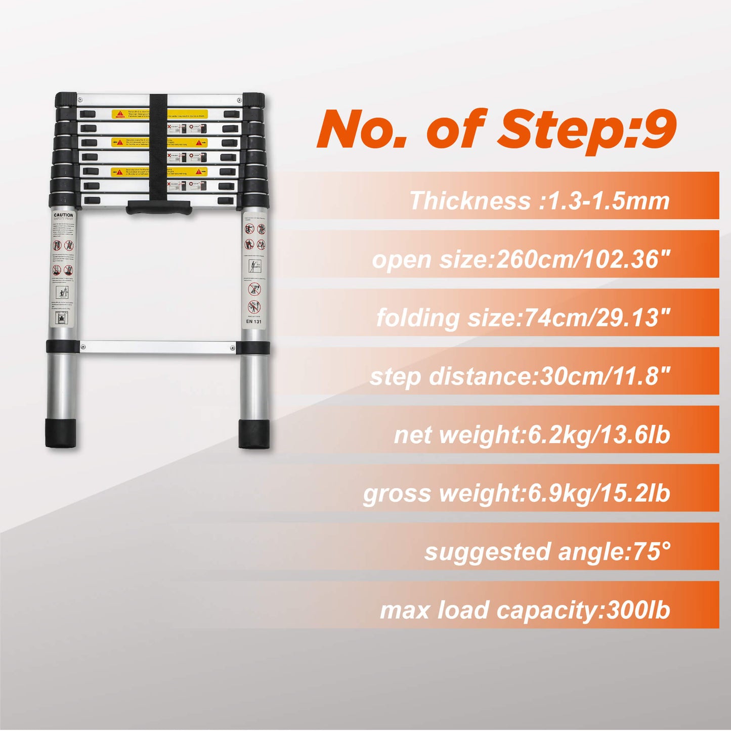 8.5 FT Telescoping Extension Ladder