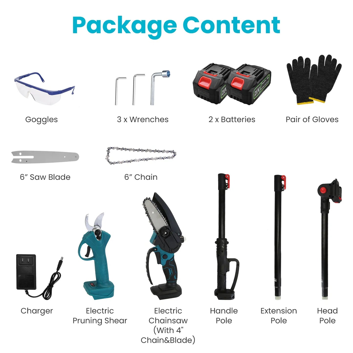4-in-1 Cordless Electric Shears & Chainsaw Set