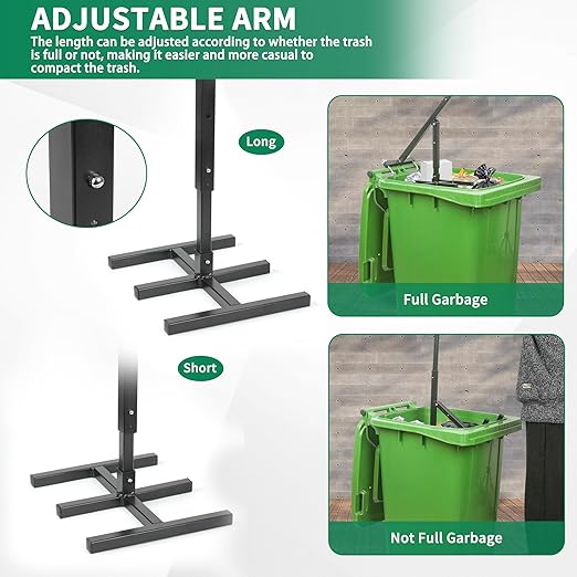 Manual Trash Compactor, Waste Recycling Hand Tool for Outdoor Use, Touchless Bin Compactor for 120-660L Wheelie Bins, Iron Compacting Trash Can - Practicalist