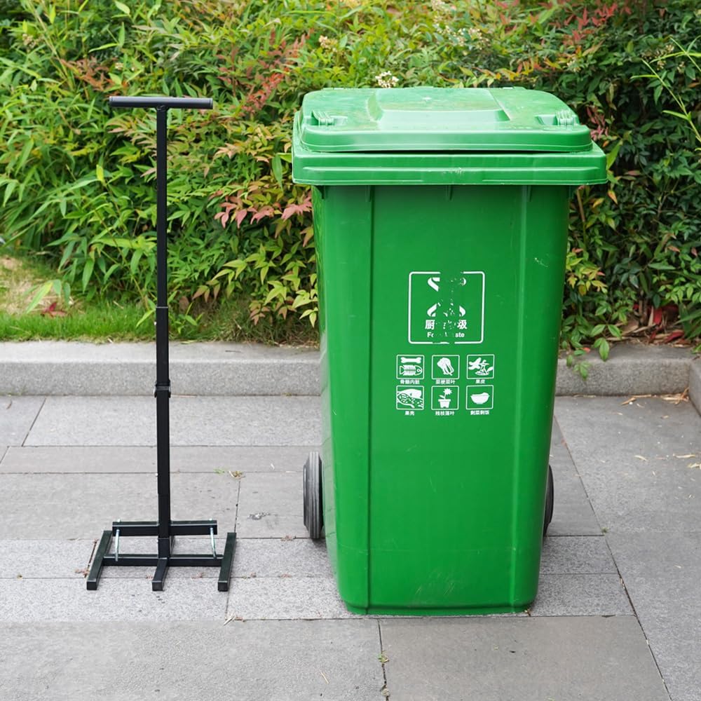 Manual Trash Compactor, Waste Recycling Hand Tool for Outdoor Use, Touchless Bin Compactor for 120-660L Wheelie Bins, Iron Compacting Trash Can - Practicalist