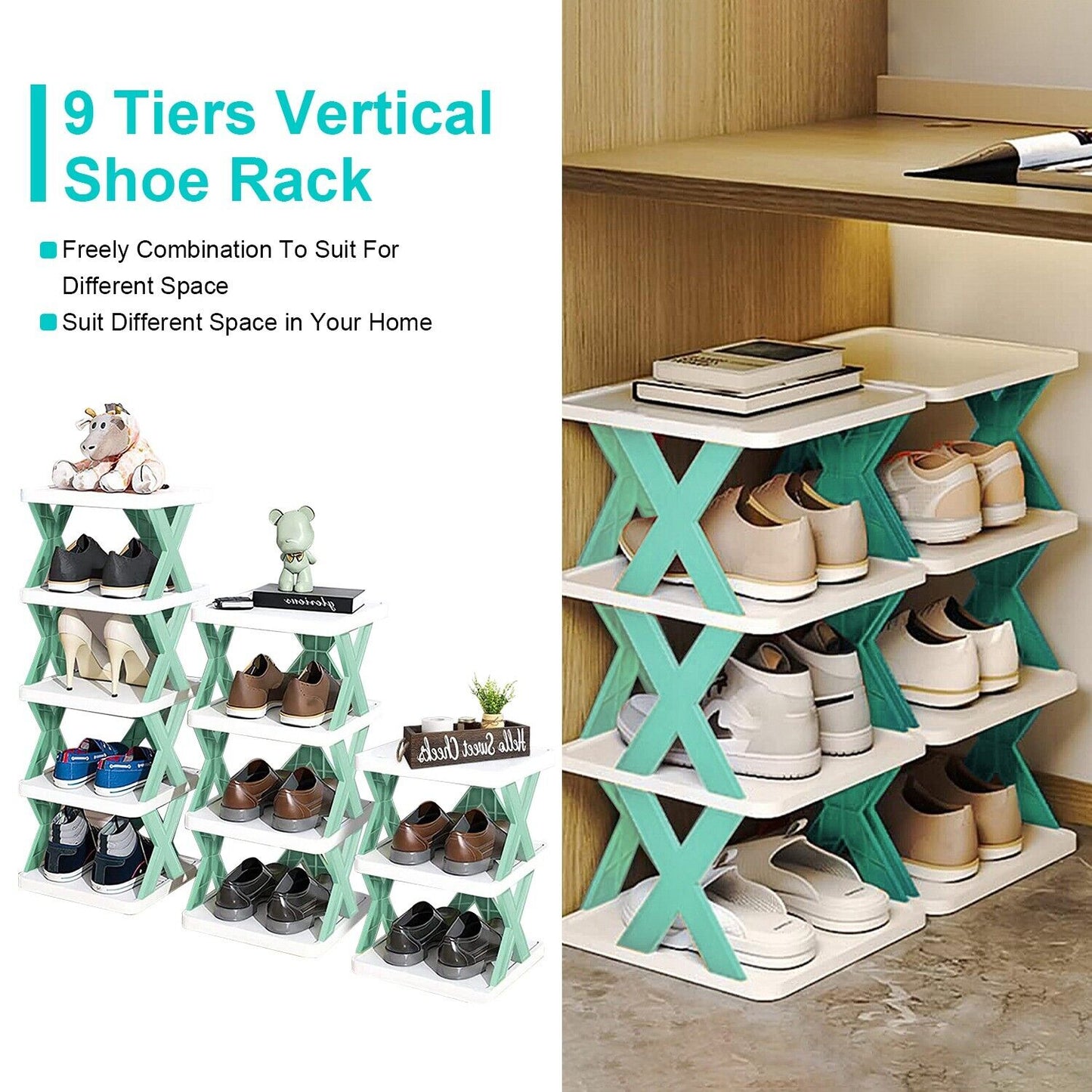 9-Tier Narrow Vertical Shoe Rack
