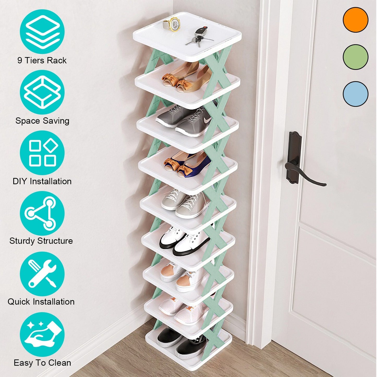 9-Tier Narrow Vertical Shoe Rack