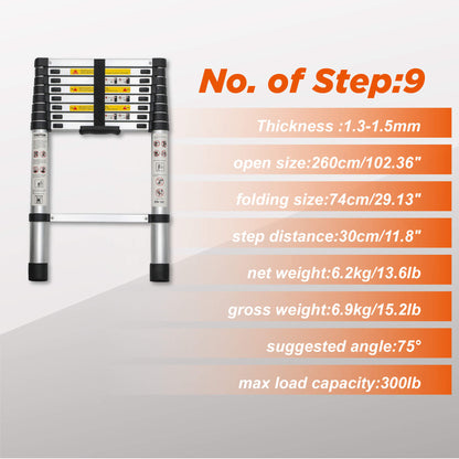 8.5 FT Telescoping Extension Ladder