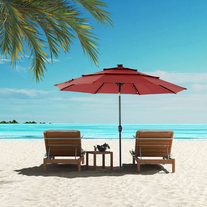 10FT Solar Patio Umbrella with LED Lights