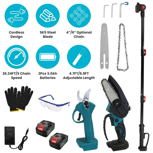 4-in-1 Cordless Electric Shears & Chainsaw Set