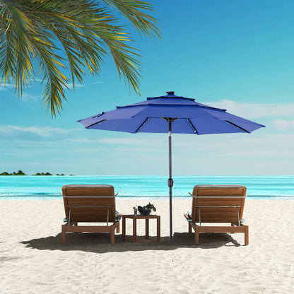 10FT Solar Patio Umbrella with LED Lights