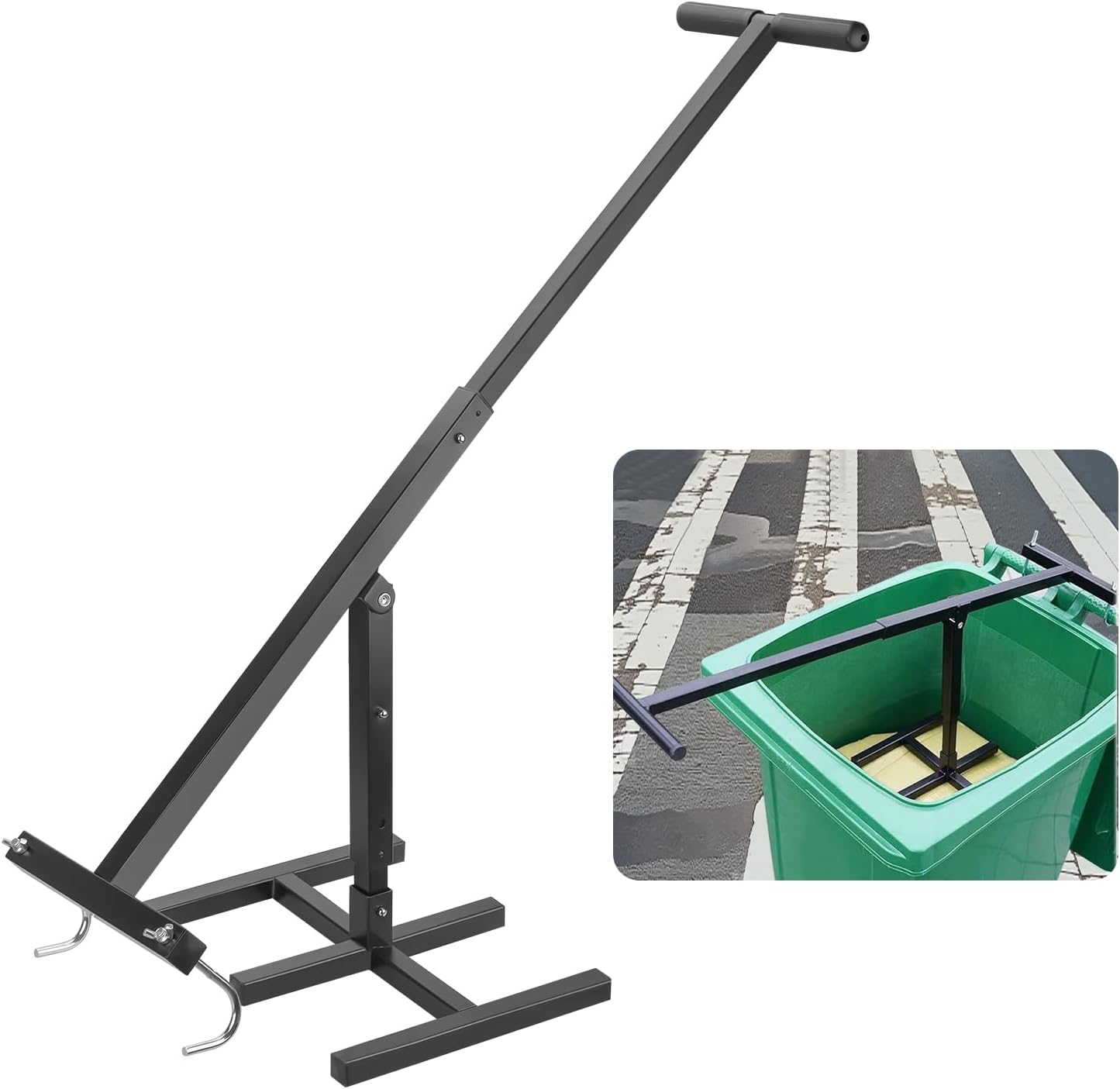 Manual Trash Compactor, Waste Recycling Hand Tool for Outdoor Use, Touchless Bin Compactor for 120-660L Wheelie Bins, Iron Compacting Trash Can - Practicalist