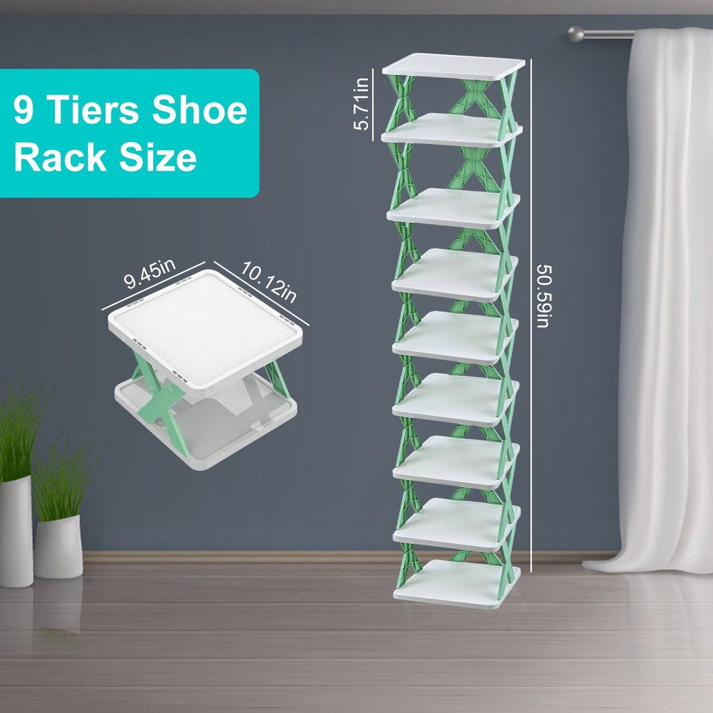 9-Tier Narrow Vertical Shoe Rack